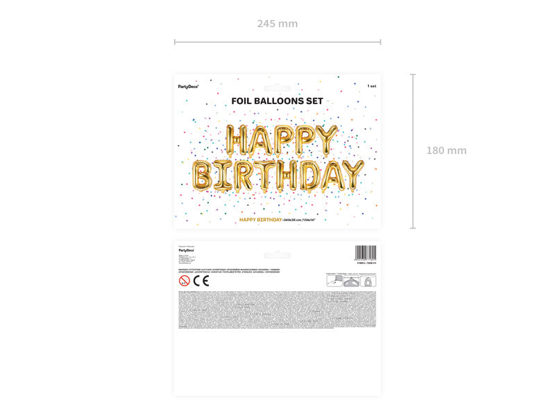 Set di palloncini a forma di lettera Buon Compleanno Oro Vuoto 3,4m