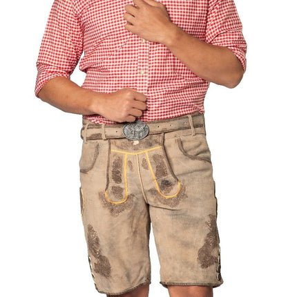 Lederhose in pelle corta grigia e cintura