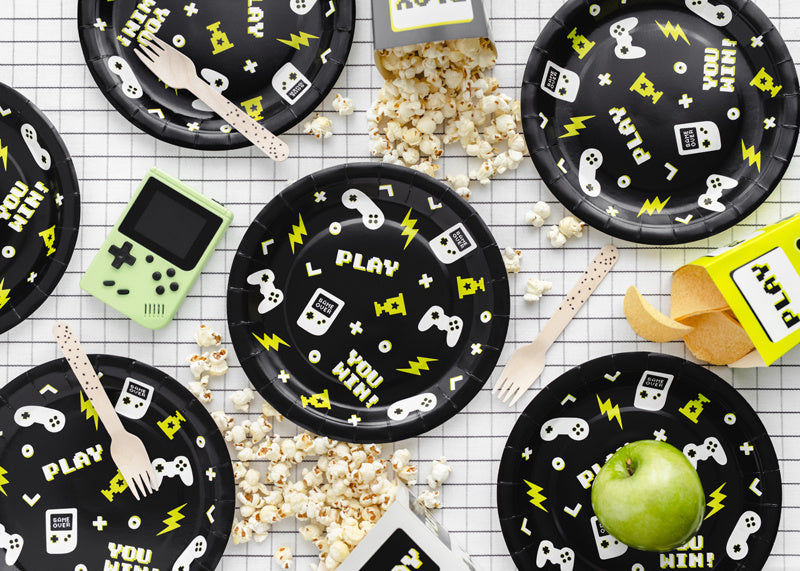 Piatti da gioco per feste Nero Giallo 23cm 6pz