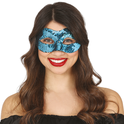 Maschera azzurra con paillettes