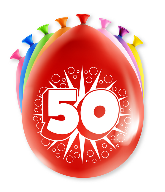 Palloncini 50 anni Hurrah 30cm 8 pezzi