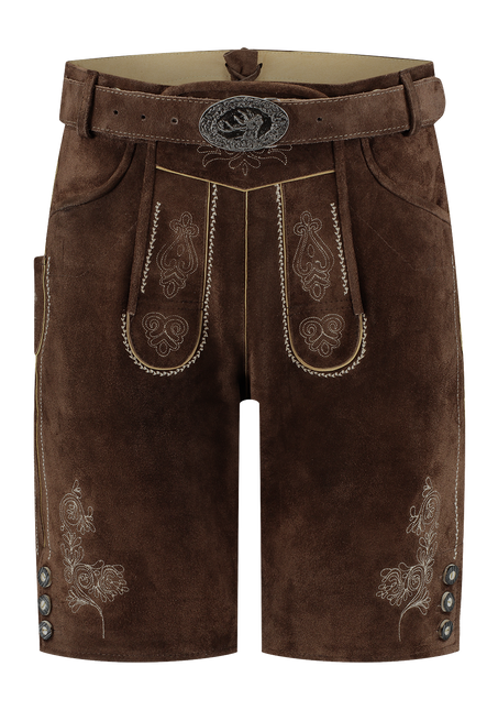 Lederhose marrone da uomo con cintura