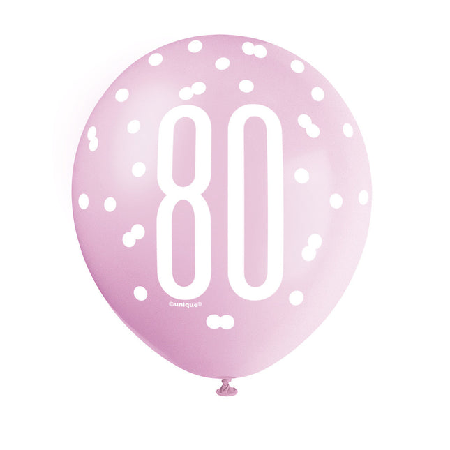 Palloncini 80 anni a pois 30cm 6pz