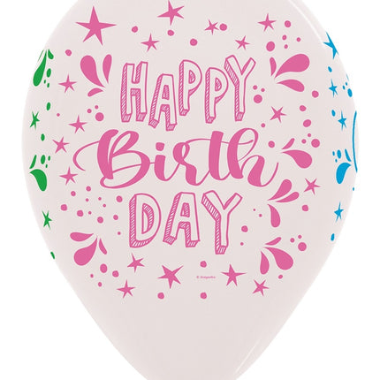 Palloncini Happy Birthday Neon Splash Clear 30cm 25pz