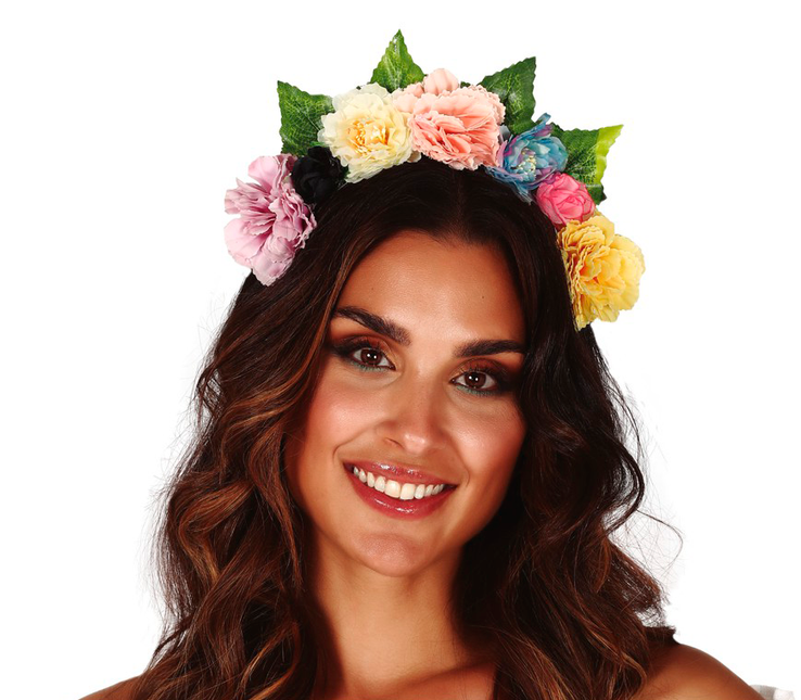Cerchietto per capelli a fiori pastello