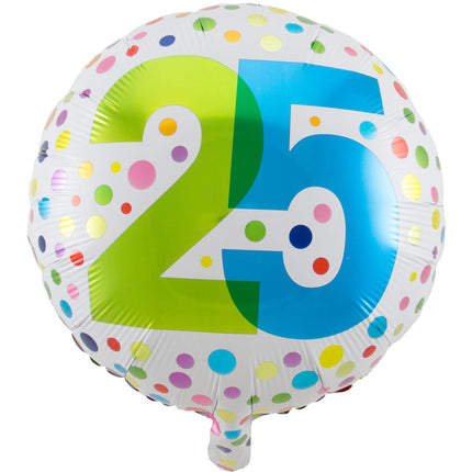 Palloncino ad elio 25 anni a pois 45 cm vuoto