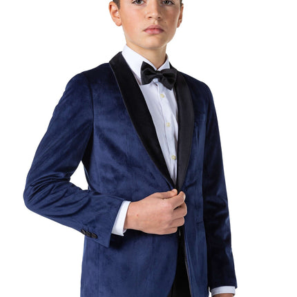 Blazer in velluto blu scuro da ragazzo <tc>OppoSuits</tc>