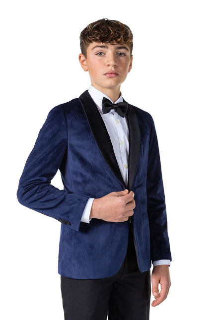 Blazer in velluto blu scuro da ragazzo <tc>OppoSuits</tc>