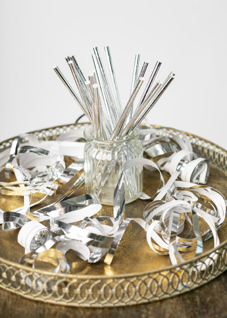 Cannucce di carta metallizzate argento 19,7 cm 20 pezzi
