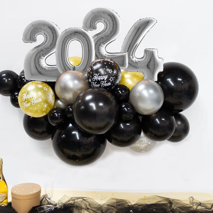 Kit di palloncini fai-da-te Capodanno argento organico