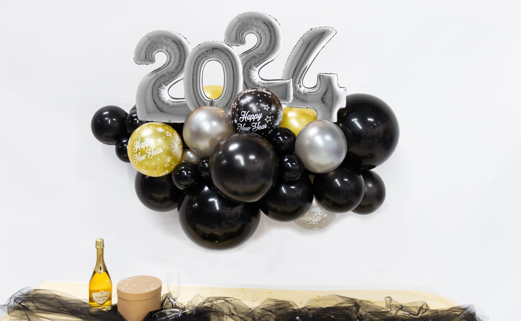 Kit di palloncini fai-da-te Capodanno argento organico
