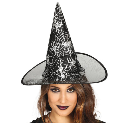 Cappello da strega di Halloween Ragnatela nera