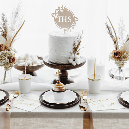 Cake topper Communnie IHS in legno 23 cm