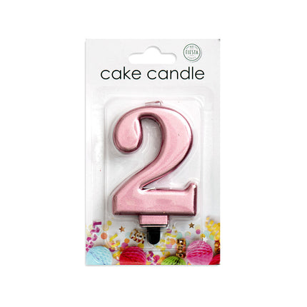 Candela 2 anni oro rosa metallizzato 8 cm