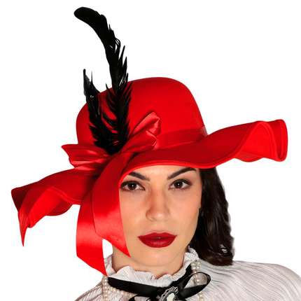 Cappello a bombetta anni '20 rosso da donna