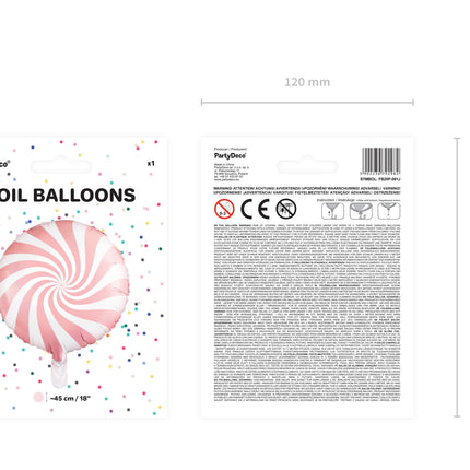 Palloncino ad elio rosa chiaro a spirale 45 cm vuoto
