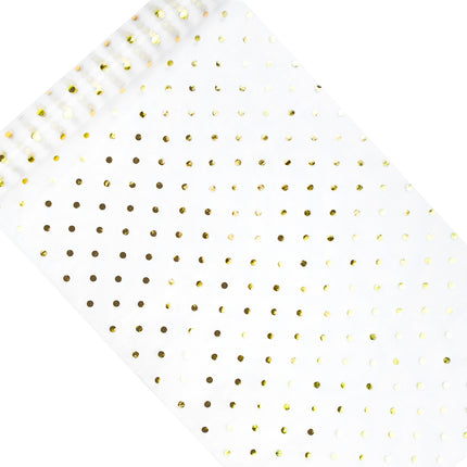 Tessuto di organza bianco a pois dorati 36cm 9m