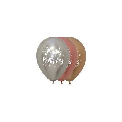 Palloncini Happy Birthday Radiant Reflex Mix 12cm 50pz