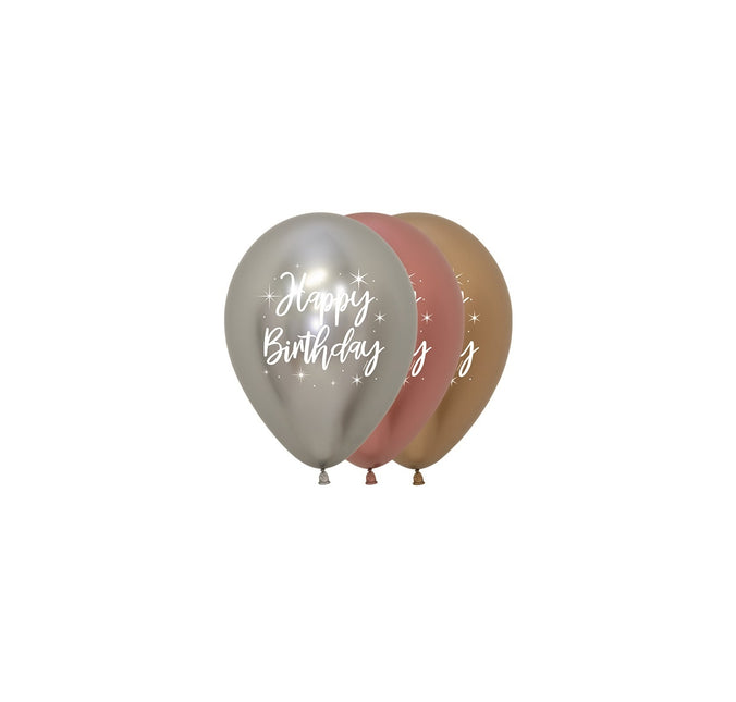 Palloncini Happy Birthday Radiant Reflex Mix 12cm 50pz