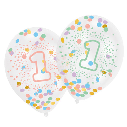 Palloncini 1 anno riempiti di coriandoli 27,5 cm 6 pezzi