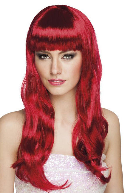 Parrucca capelli lunghi rosso rubino