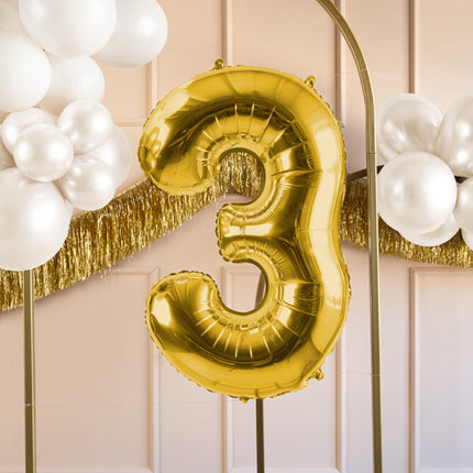 Palloncino a 3 anni con figura oro vuoto 72 cm