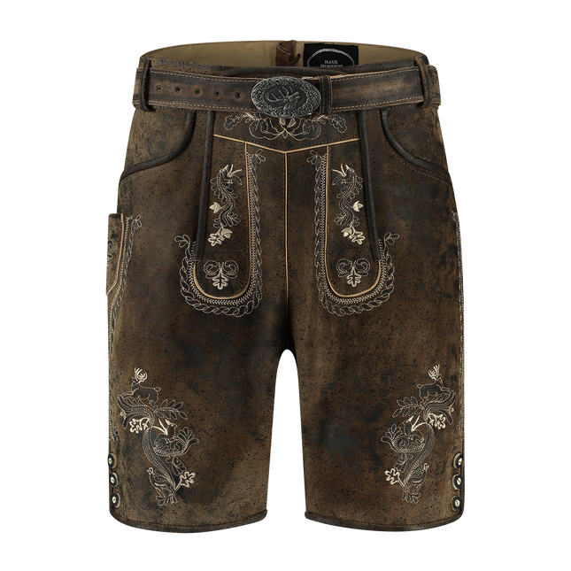 Lederhose marroni da uomo corte e vintage