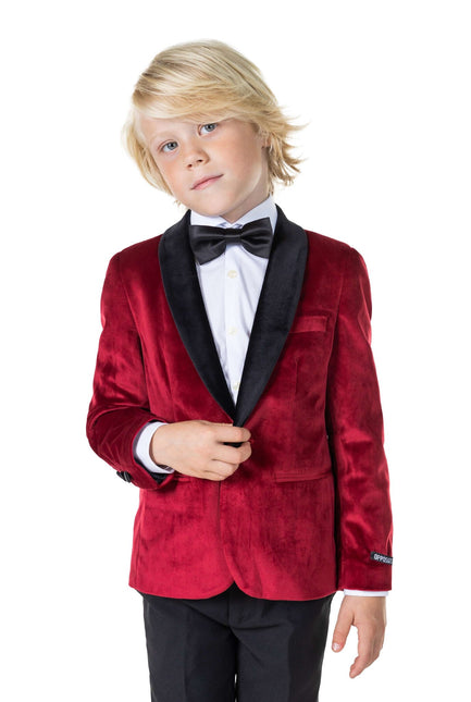 Blazer in velluto rosso bordeaux Ragazzo <tc>OppoSuits</tc>