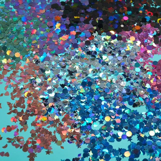 Moon Glitter Holographic Glitter Shapes Argento 3g
