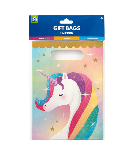 Sacchetti Unicorno colorati 6 pezzi