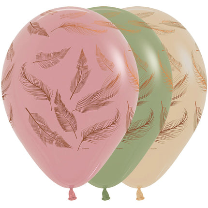 Palloncini Piume Mix Inchiostro Rame 30cm 25pz