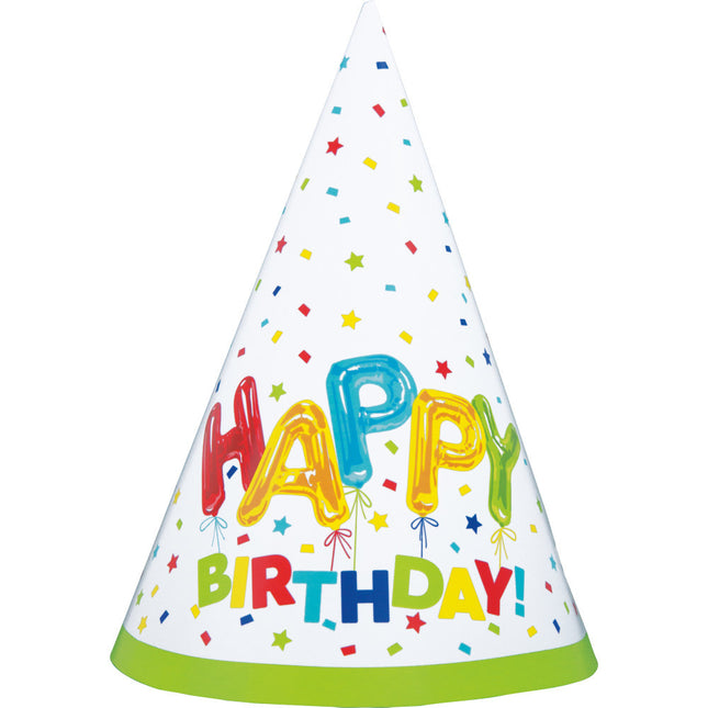 Cappelli da festa Palloncini di buon compleanno 8 pezzi