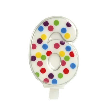 Candela 6 anni Coriandoli 6,5 cm