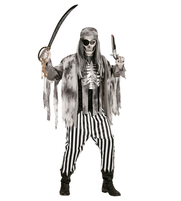 Costume di Halloween da pirata fantasma nero bianco da uomo