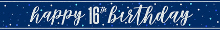 Striscione Buon Compleanno Blu 16 Anni 2,74m