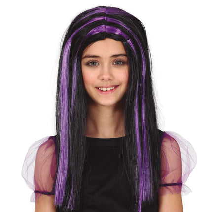 Parrucca di Halloween a strisce viola