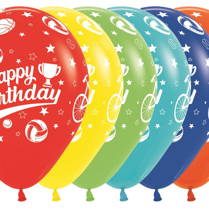 Palloncini Buon Compleanno Sport 30cm 25pz