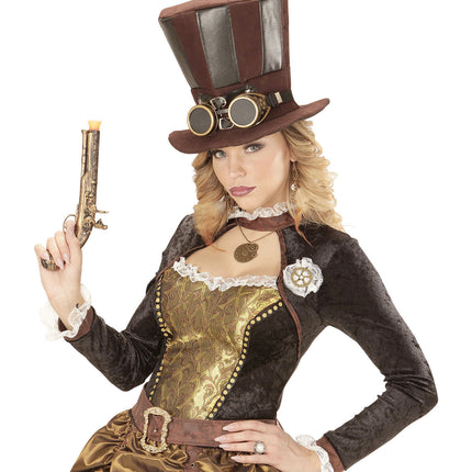 Cappello Steampunk alto con occhiali
