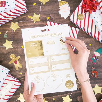 Adesivi regalo Natale Oro