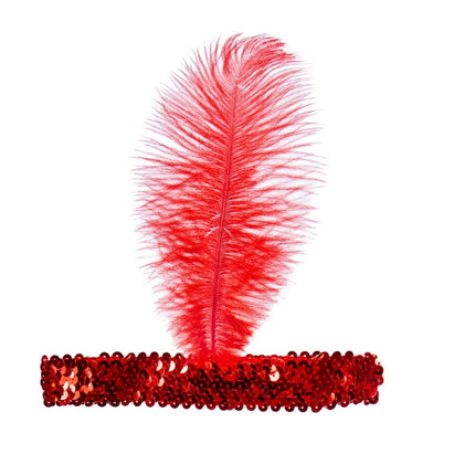 Fascia rossa Charleston con piume