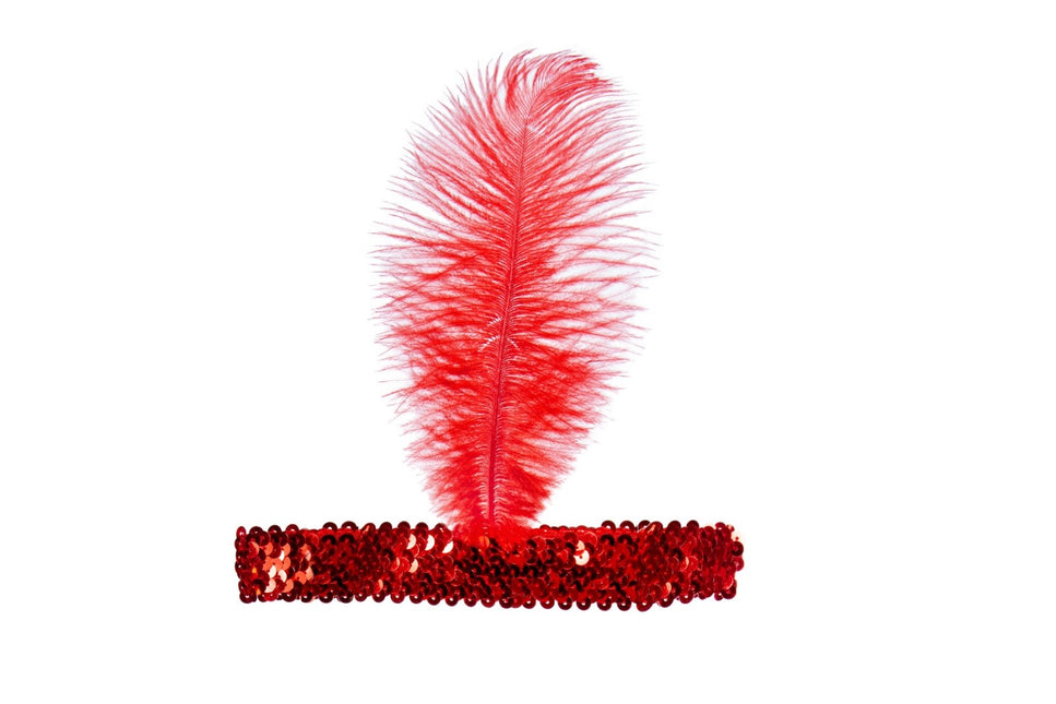 Fascia rossa Charleston con piume