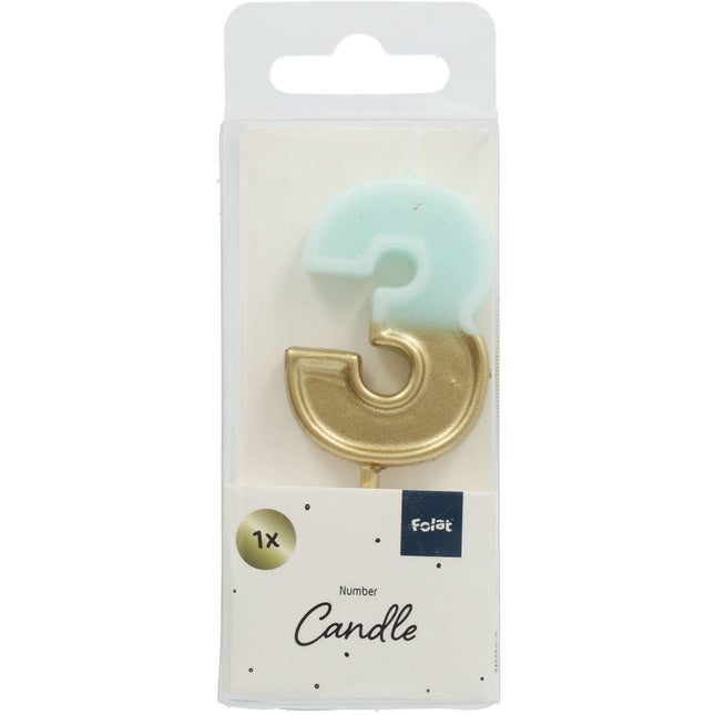 Candela 3 anni Retro Verde Menta 5cm