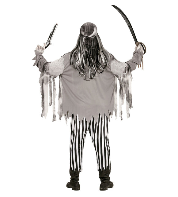 Costume di Halloween da pirata fantasma nero bianco da uomo