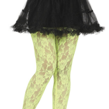 Collant gialli da donna in pizzo