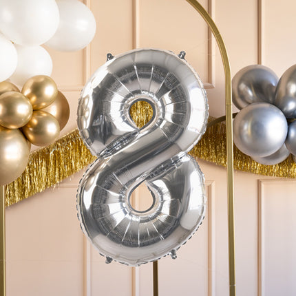 Palloncino di figura 8 anni argento vuoto 72 cm
