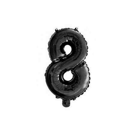 Palloncino in foil Figura 8 Nero 41cm con cannuccia