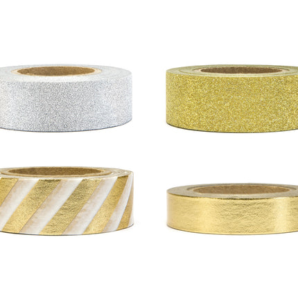 Nastro Washi Oro Bianco 10m 4pz