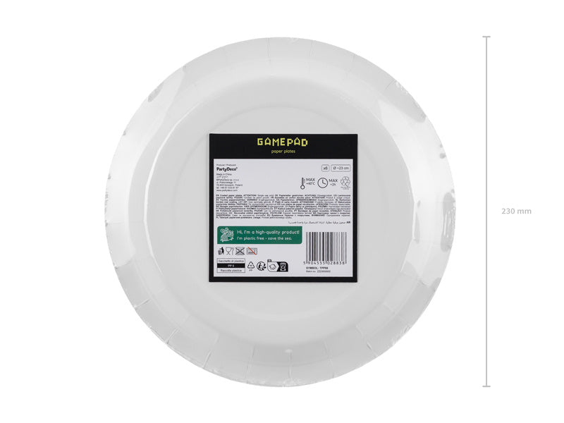 Piatti da gioco per feste Nero Giallo 23cm 6pz
