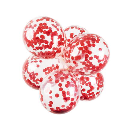 Palloncini a coriandoli rossi 30cm 6pz