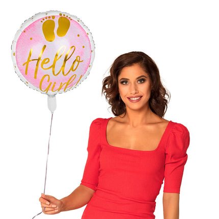 Palloncino ad elio nascita Hello Girl! Vuoto 45cm